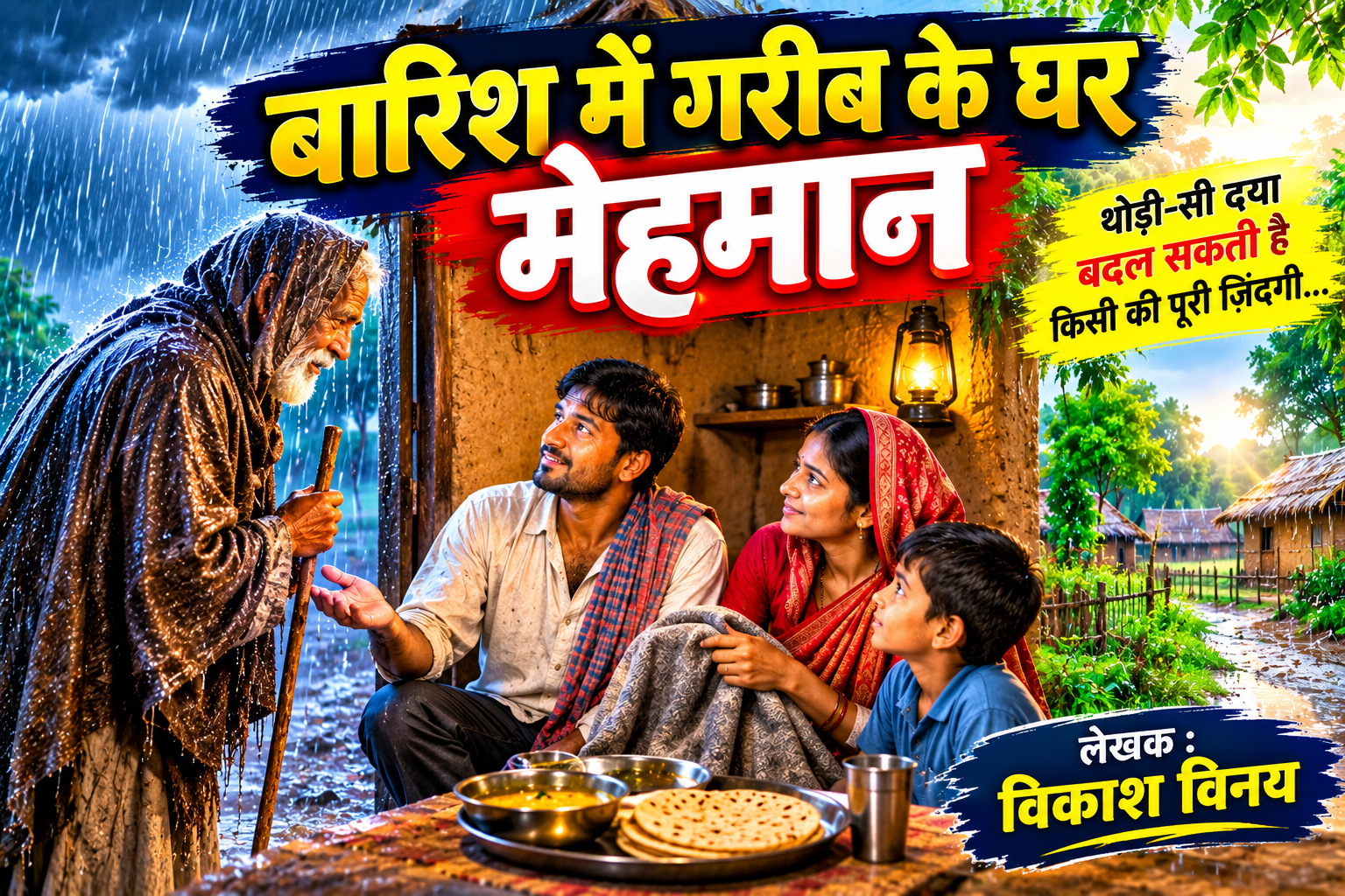 बारिश में गरीब के घर मेहमान